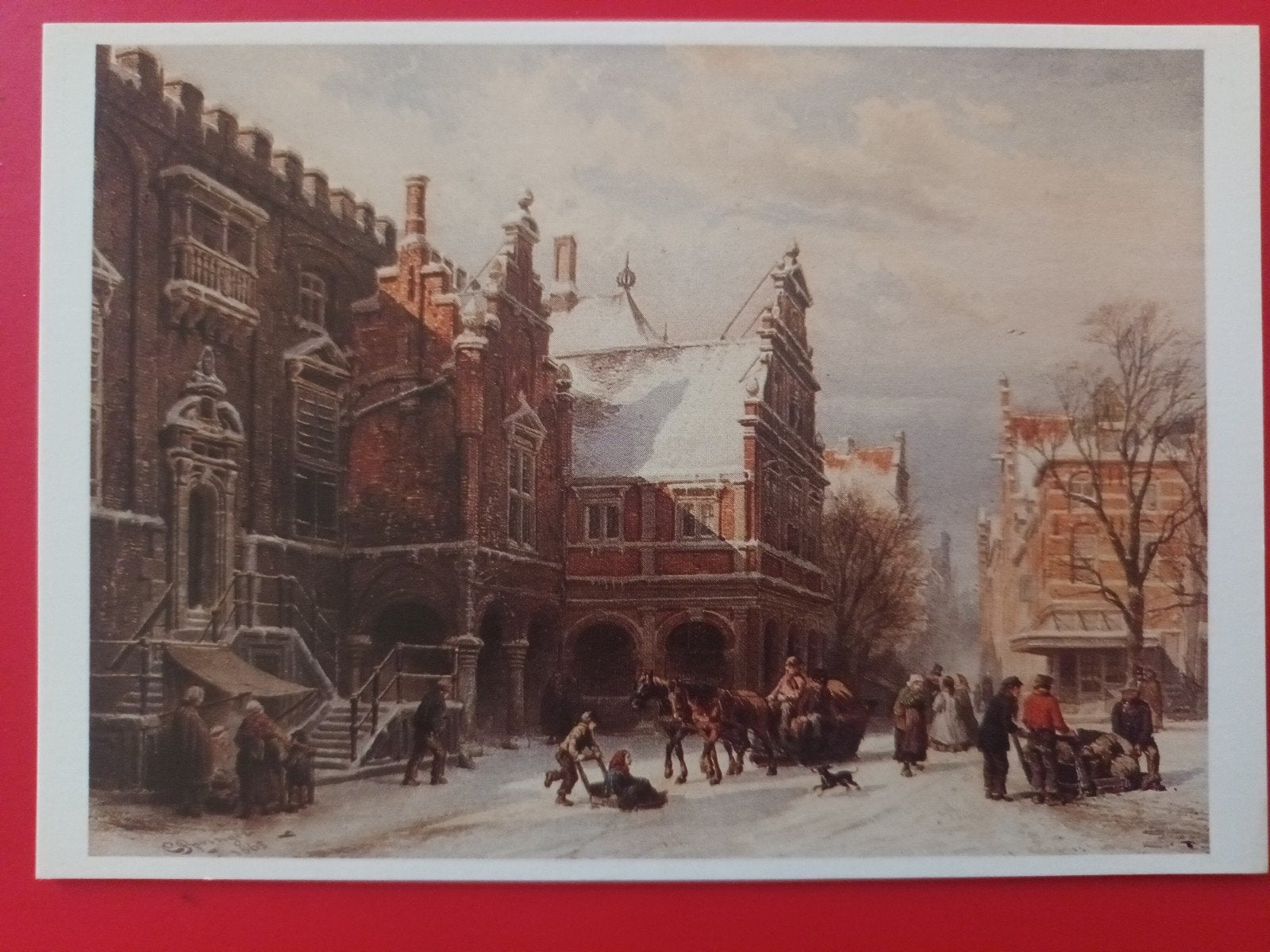 Haarlem, schilderij Cornelis Springer (1817-1891), Ophalen of Verzenden, 1980 tot heden, Ongelopen, Noord-Holland