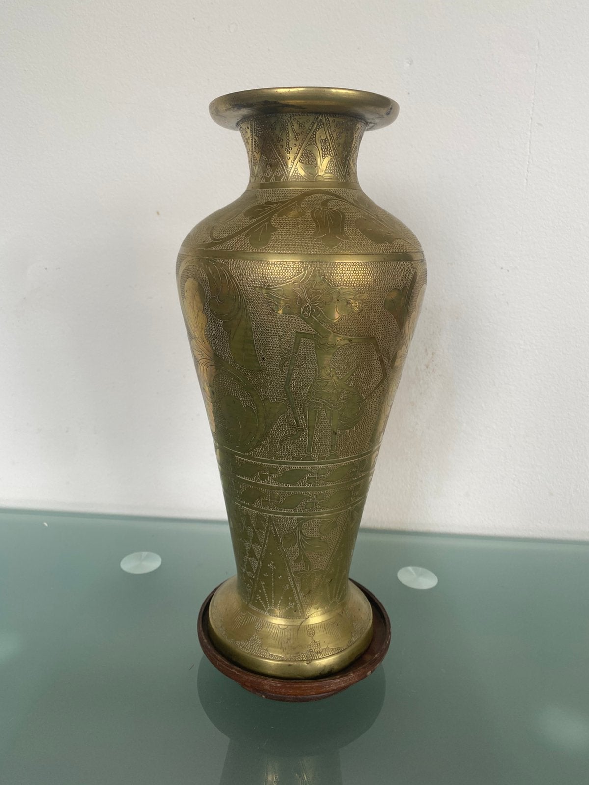 ANTIEKE MESSINGEN WAJANGVAAS (30,5cm/5kg)., Ophalen of Verzenden