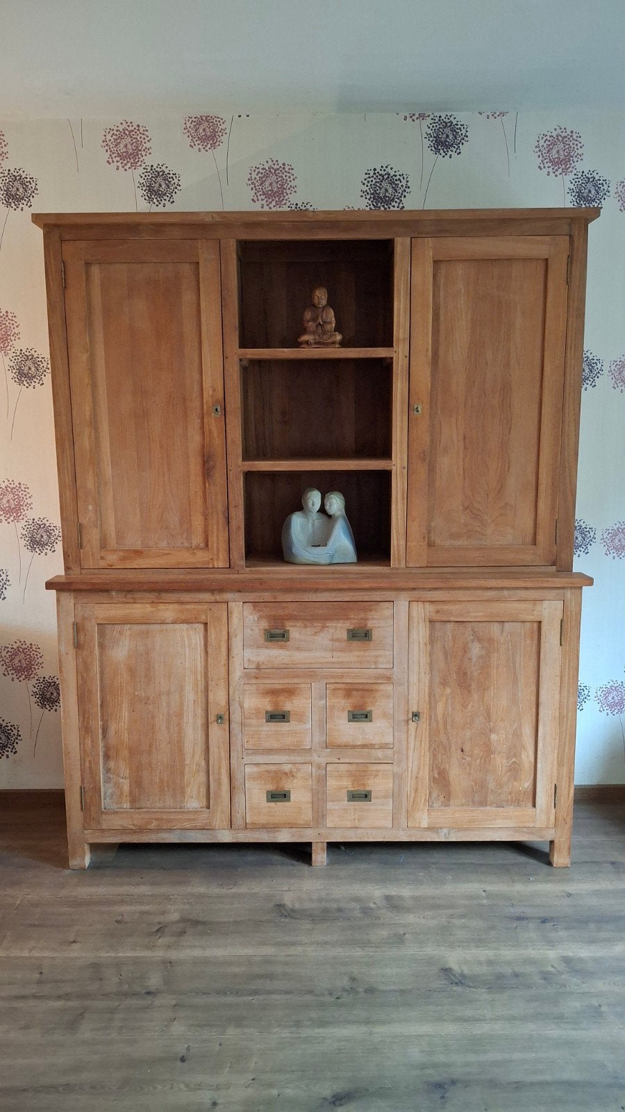 Massief Teakhouten Dressoir/Kast - Landelijke Stijl, Ophalen, Met deur(en), 200 cm of meer, 150 tot 200 cm
