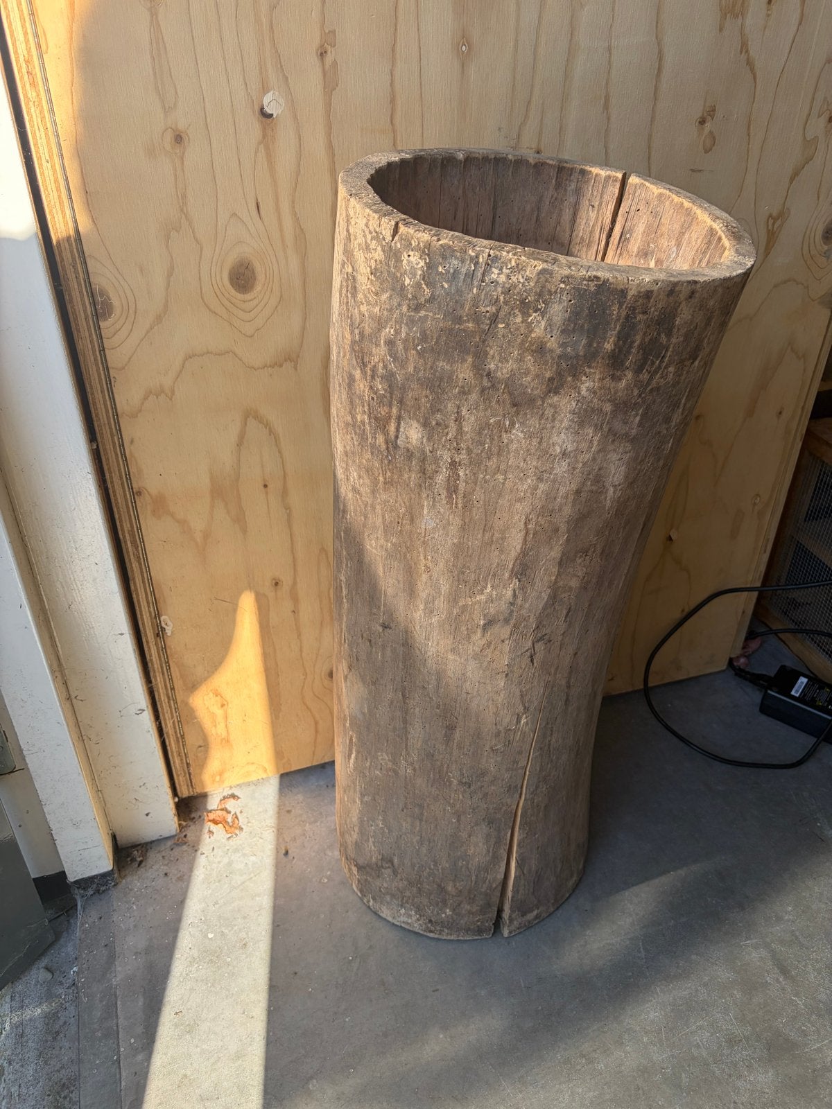 Antieke Holle Boomstam Pot - Brocante Landelijke Stijl, Ophalen
