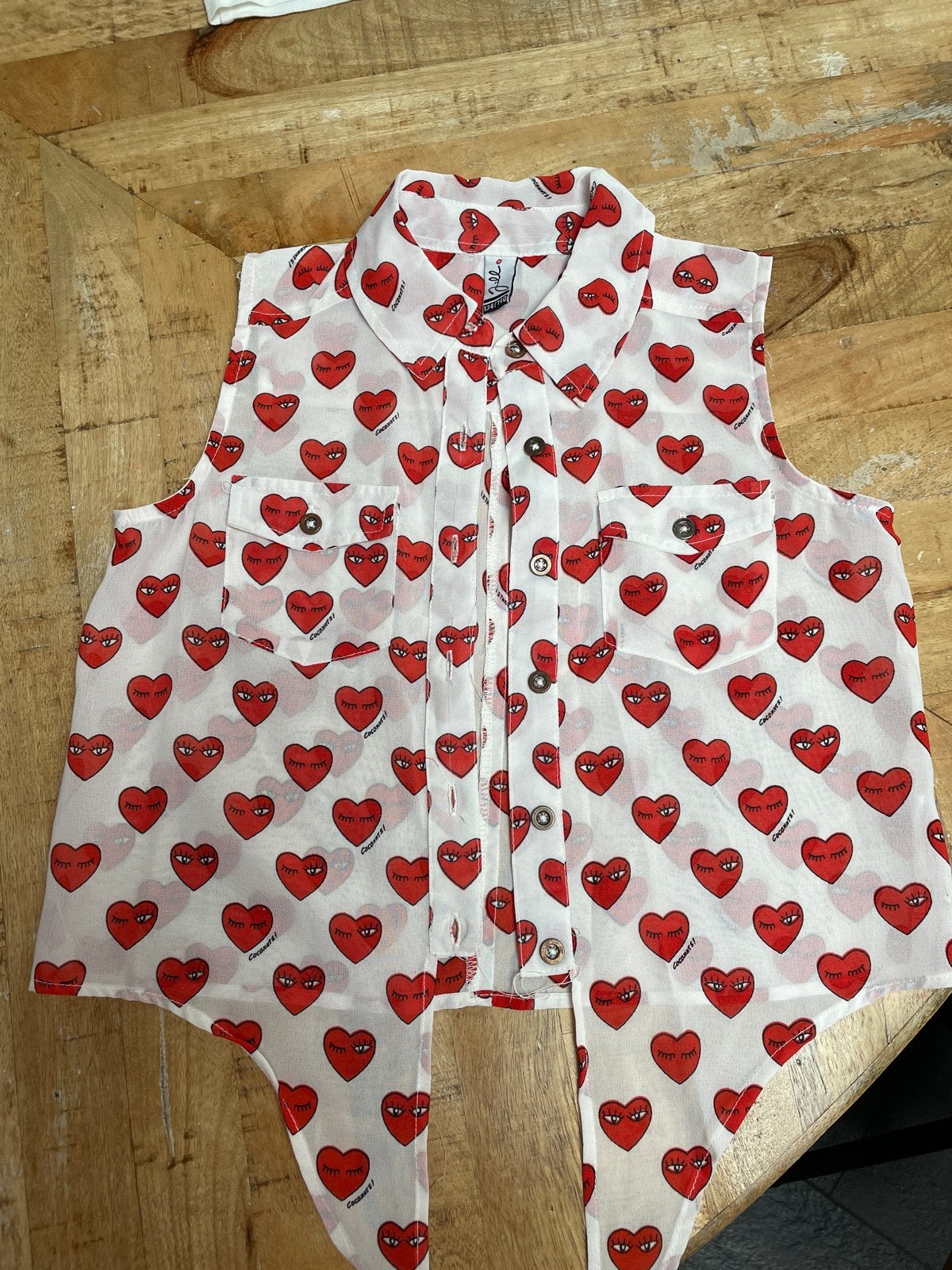 Shoeby Jill blouse met rode hartjes - Zo lief!, Ophalen of Verzenden, Gebruikt, Meisje, Overhemd of Blouse