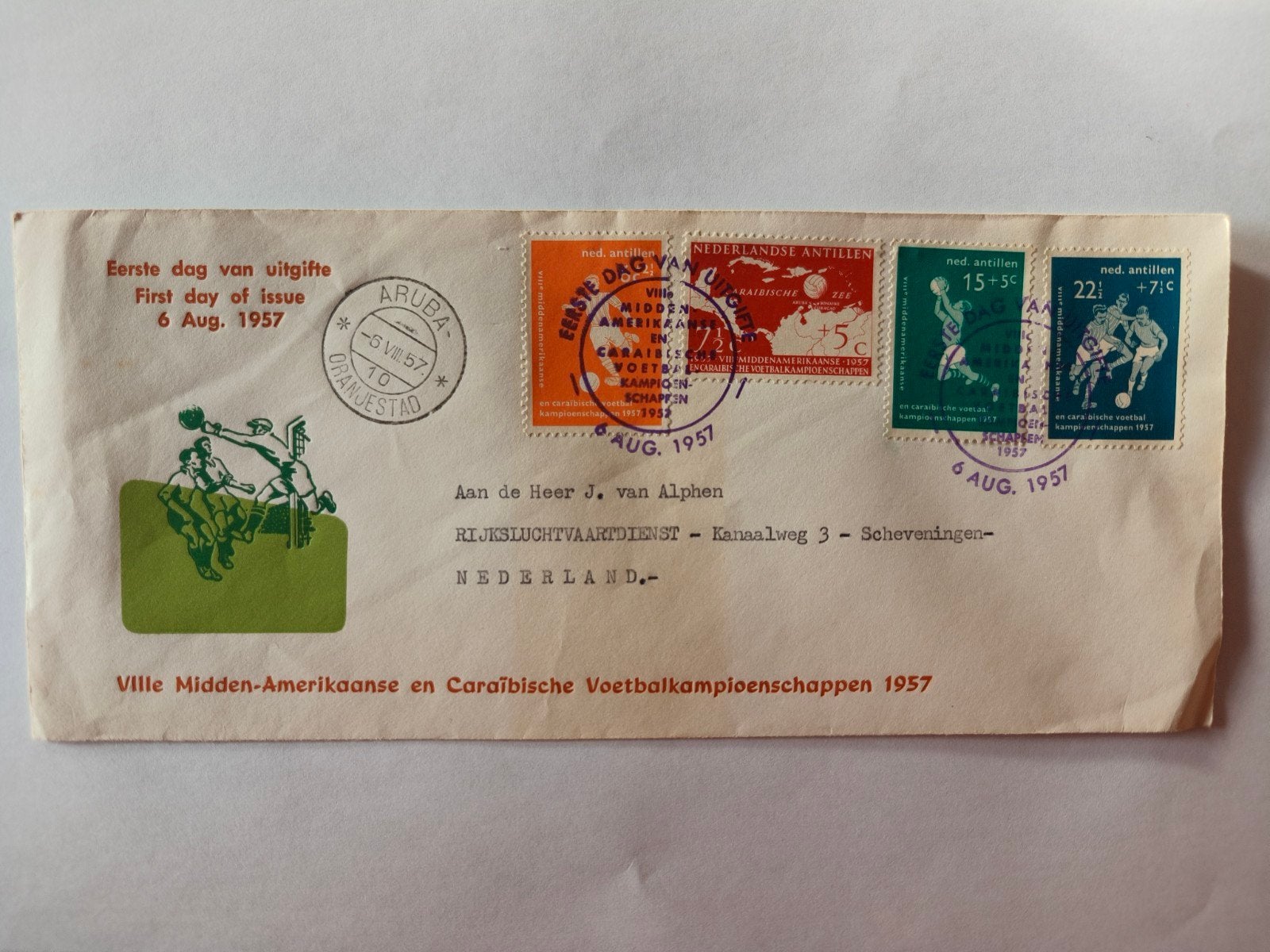 Eerste dagenvelop uit 1957, Ophalen, Beschreven, Rest van de wereld