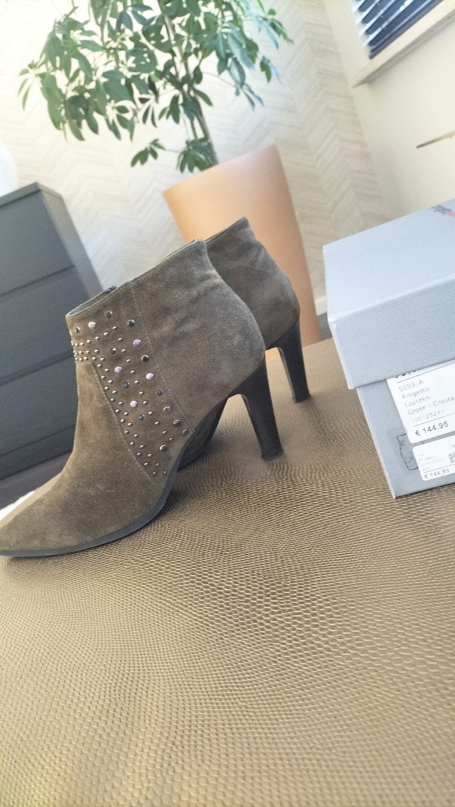 ZGAN Mooie enkel Laarsjes.Progetto Glam .Groen .Mt 38., Progetto Glam, Ophalen of Verzenden, Zo goed als nieuw, Groen