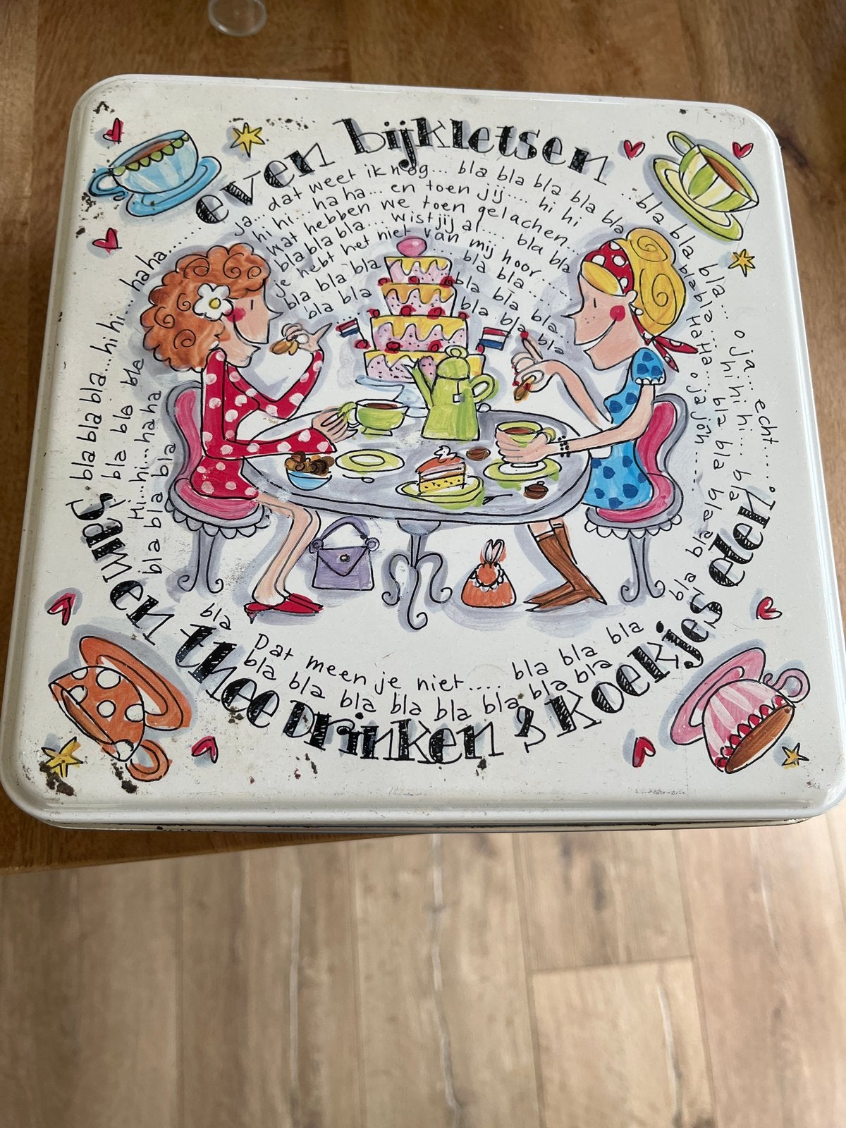 Blond Amsterdam Koekblik - Even bijkletsen, Ophalen, Minder dan 50 cm, Gebruikt, Metaal