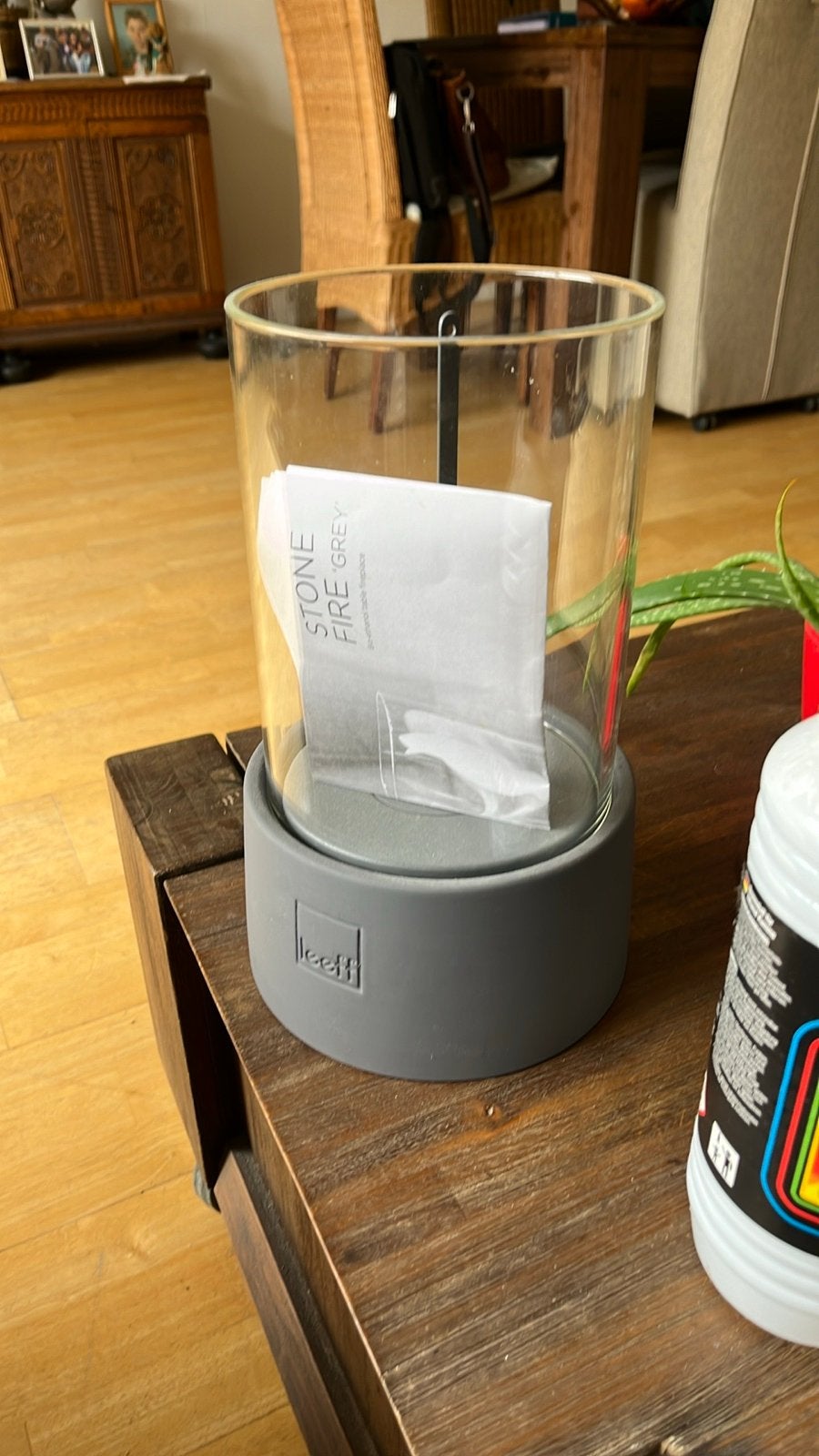 Leeff Stone Fire Grey sfeerhaard met bio-ethanol, Ophalen, Zo goed als nieuw, Modern, Glas
