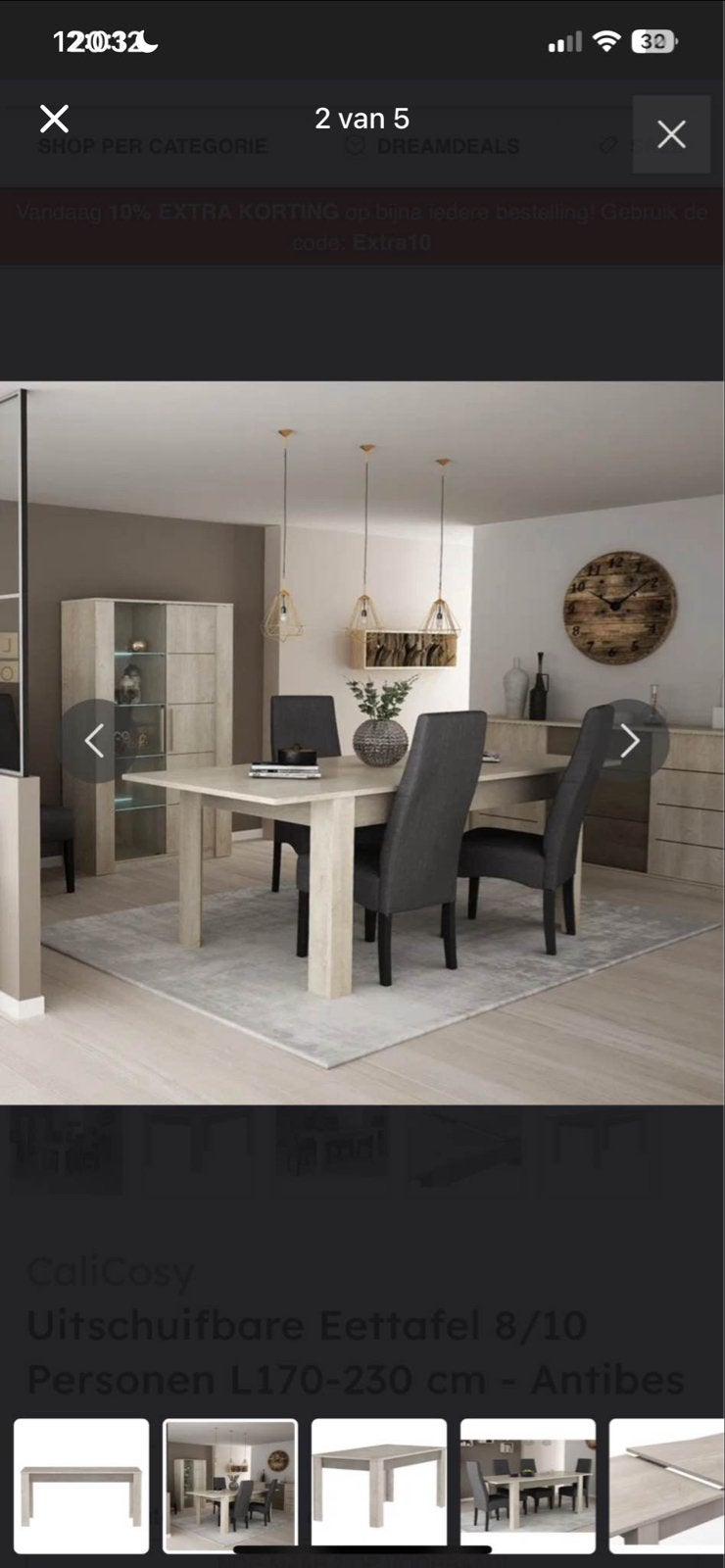 CaliCosy Uitschuifbare Eettafel, salontafel, Ophalen, 200 cm of meer, 50 tot 100 cm, Zo goed als nieuw