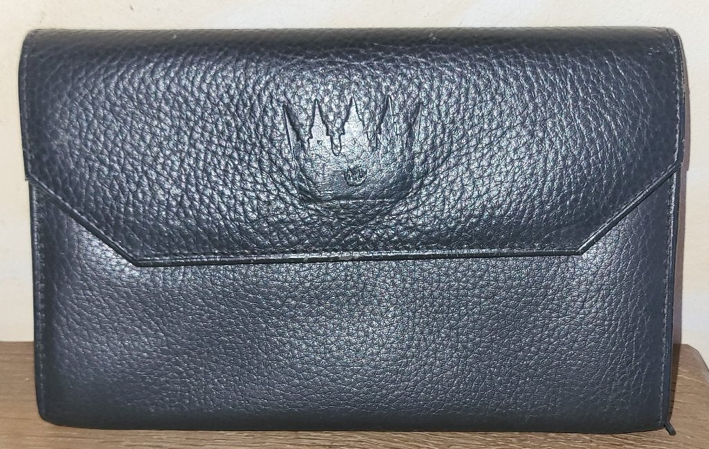 Grote portetefeuille zwart generfd leer, 3 vakken + 1 zip, Overige merken, Leer, Zwart, Ophalen of Verzenden