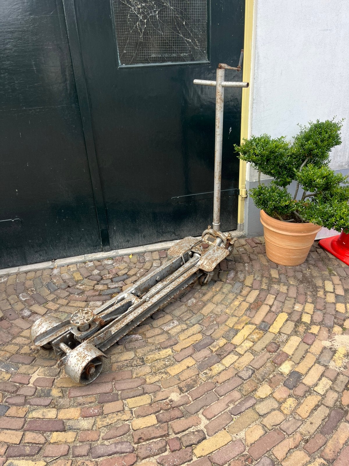 Antieke autokrik, Ophalen, Gebruikt, Hydraulisch, Garagekrik