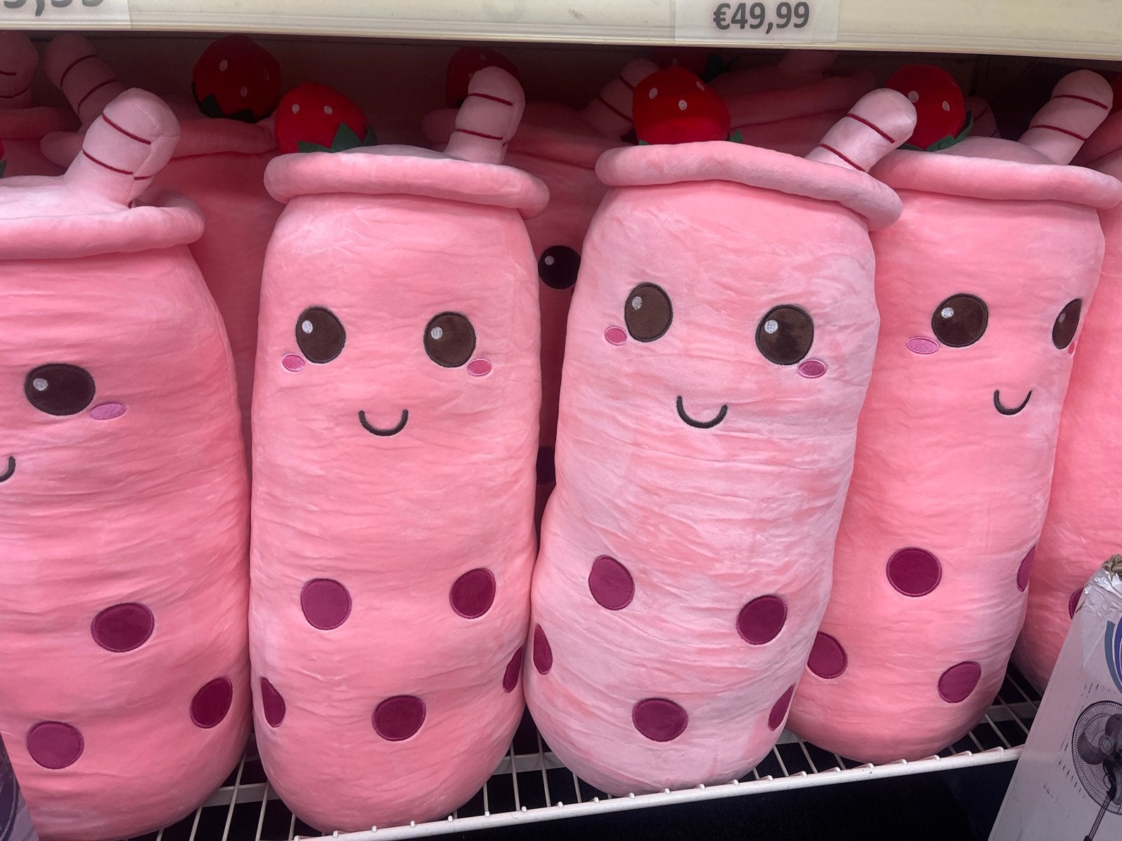 Partij Roze Bubble Tea Knuffel met Aardbei - ZachGroot 80 cm, Ophalen, Overige merken, Overige karakters, Overige typen