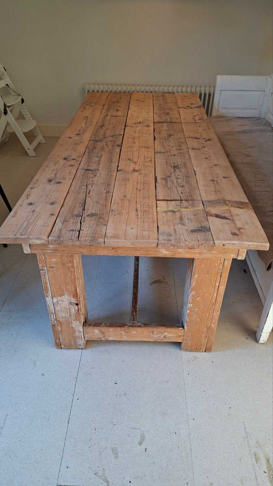 Robuuste houten eettafel - 235x90 cm, Ophalen, Gebruikt, 200 cm of meer, 50 tot 100 cm