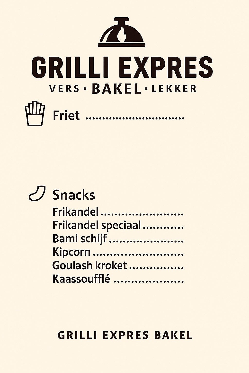 Grilli Expres Snacks en Friet, Ophalen of Verzenden