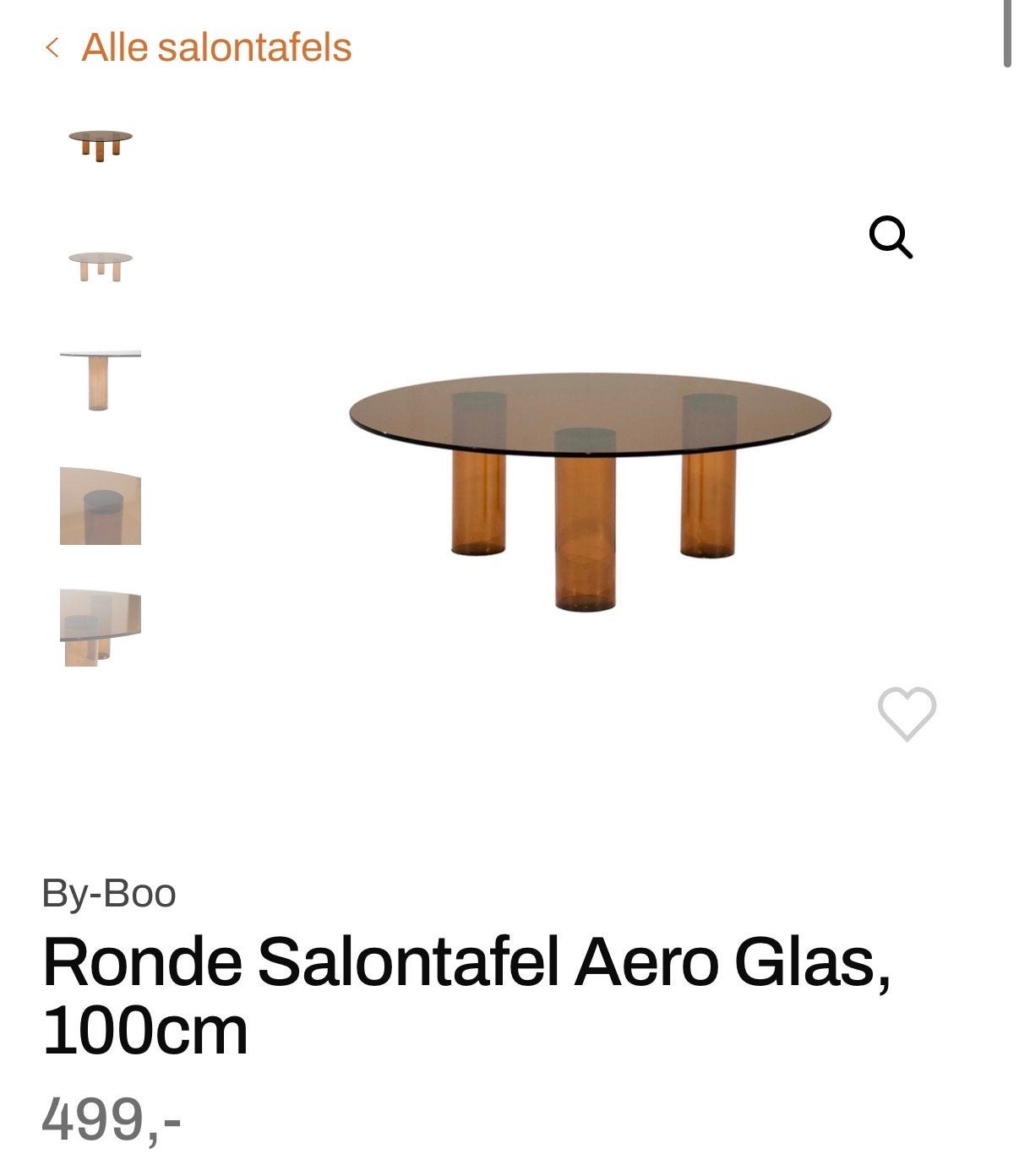 Verhuizing! By-Boo Salontafel Aero Glas Bruin Rond 100cm, Huis en Inrichting, Ophalen, Rond, Nieuw, 50 tot 100 cm