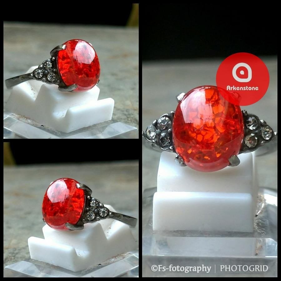 Mystieke Titanium Damesring Retak Seribu Merah Delima CAR40, Overige materialen, Verzenden, Nieuw, 17 tot 18