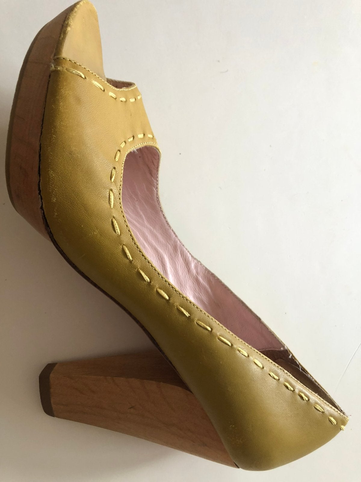 Te koop: leren schoenen, Dick Boons, geel, maat, Ophalen of Verzenden, Zo goed als nieuw, Geel