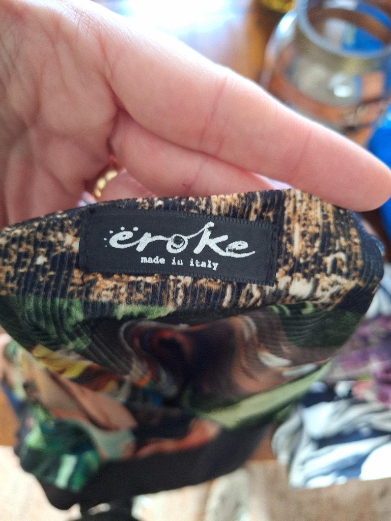Eroke corduroy achtige kleurrijke jurk 42, Maat 42/44 (L), Zo goed als nieuw, Knielengte, Eroke