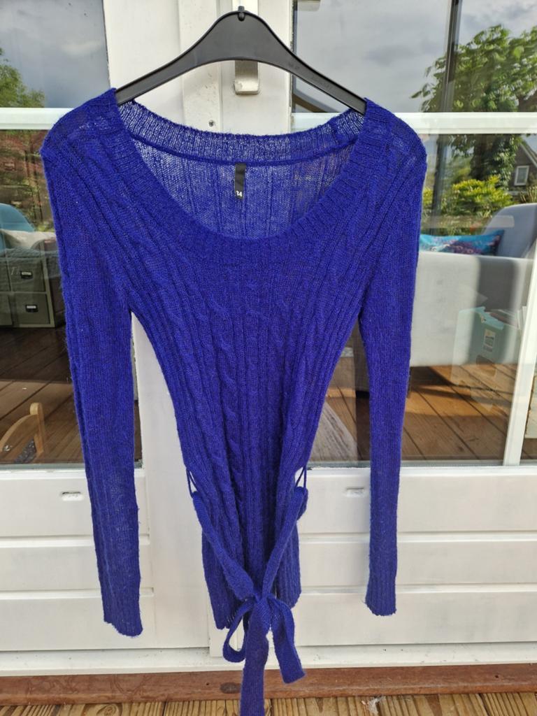 Lange kobaltblauwe dunne trui, H&M, Blauw, Ophalen of Verzenden, Lange mouw