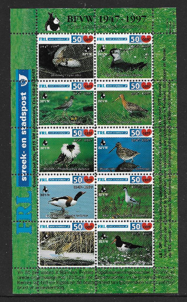 Stadspost Leeuwarden IV 1997 Vogels 3e druk, Ophalen of Verzenden, Na 1940, Postfris