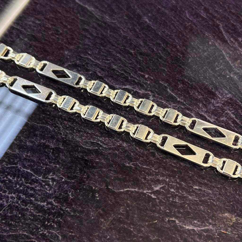 Silver ketting zilver 925 prachtig schakel nieuw italy, Ophalen of Verzenden, Zo goed als nieuw, Goud
