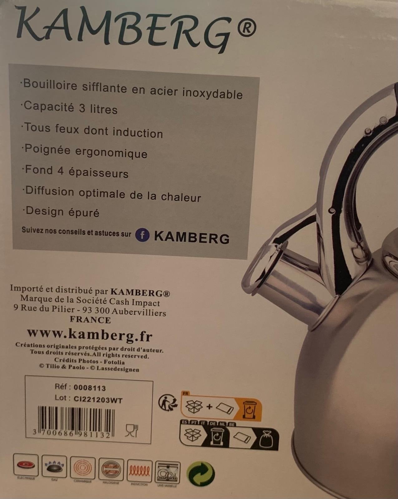 Kamberg RVS fluitketel - 3 liter - Inductie geschikt, 2 liter of meer, Ophalen, Nieuw, Rvs