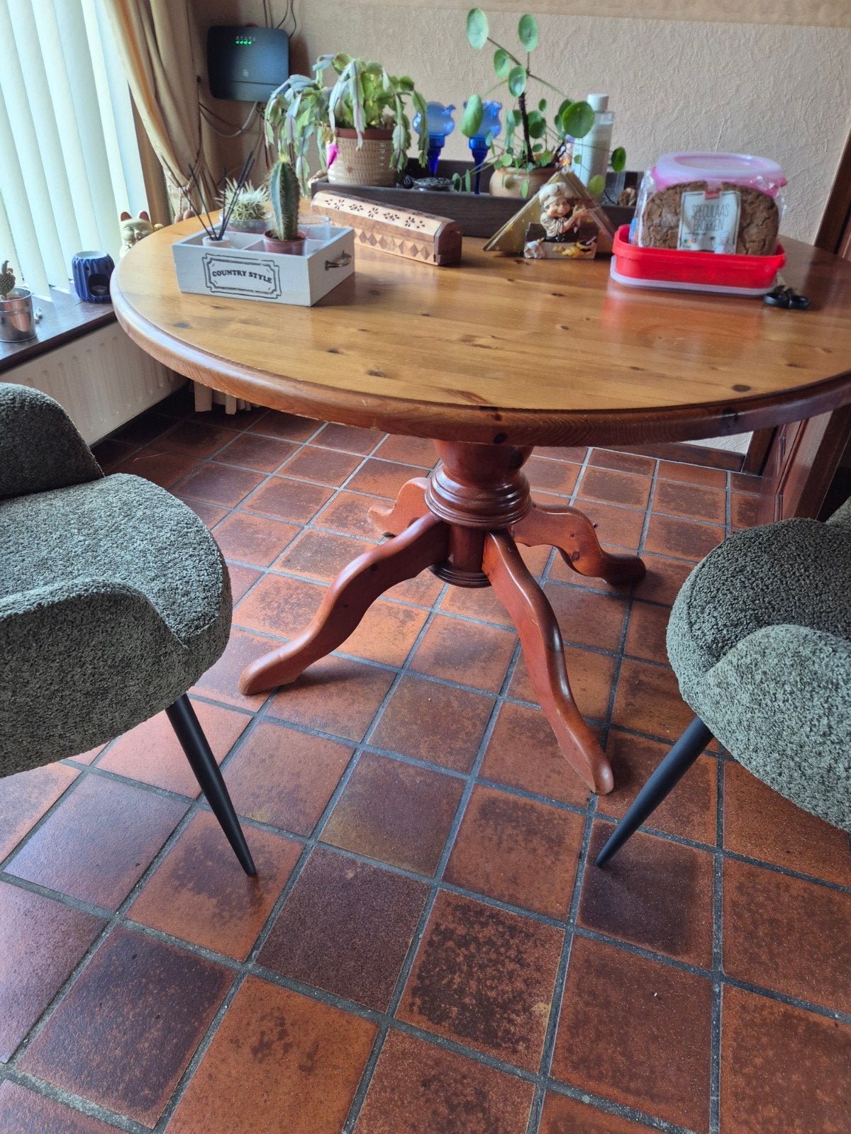 Grenen tafel 120cm, Huis en Inrichting, Ophalen, Gebruikt, Rond, Vier personen