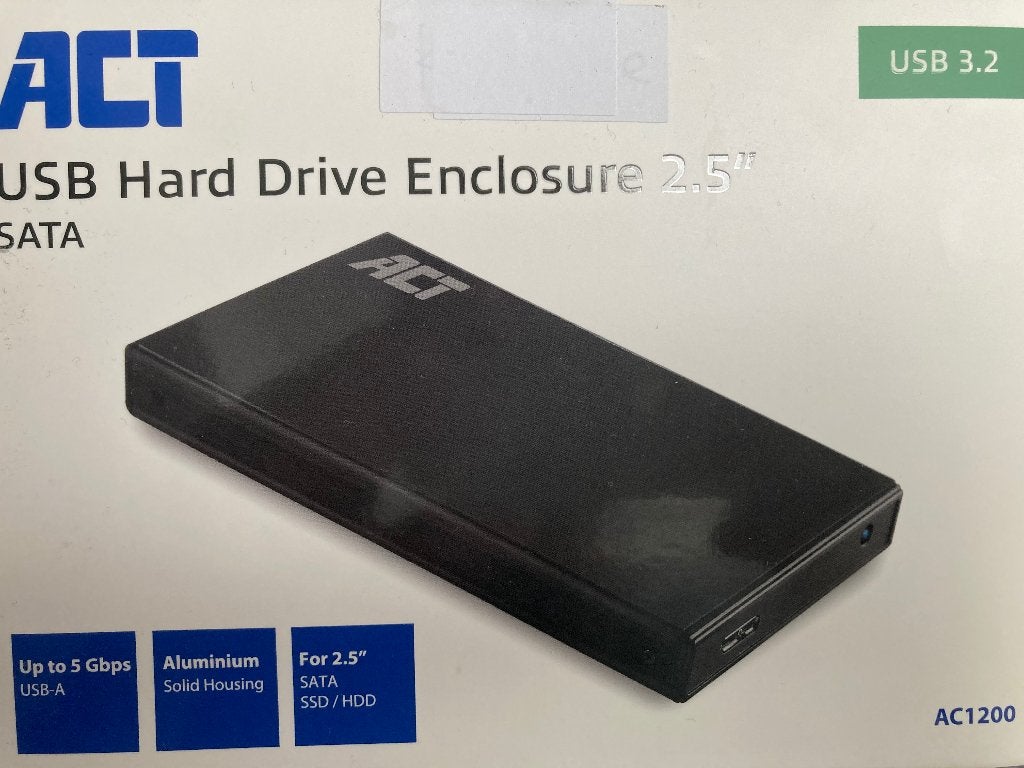 ACT AC1200 2.5 inch SATA behuizing – USB 3.2 Gen1, Computers en Software, Harde schijven, SSD, Ophalen of Verzenden, Zo goed als nieuw