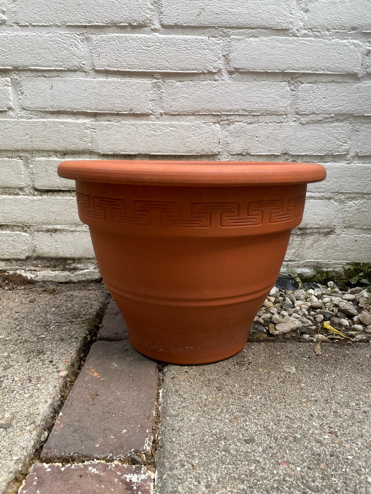Terracotta plantenpot - H 23 cm, Ø 31 cm, Tuin en Terras, Bloempotten, Rond, Zo goed als nieuw, Minder dan 40 cm, Balkon