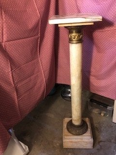 Antieke Marmeren zuil / sokkel met brons. H 1.03, Antiek en Kunst, Ophalen