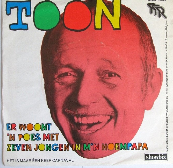 1981	Toon Hermans	Er Woont 'n Poes Met 7 Jongen, Fotohoes, 7 inch, Ophalen of Verzenden, Zo goed als nieuw