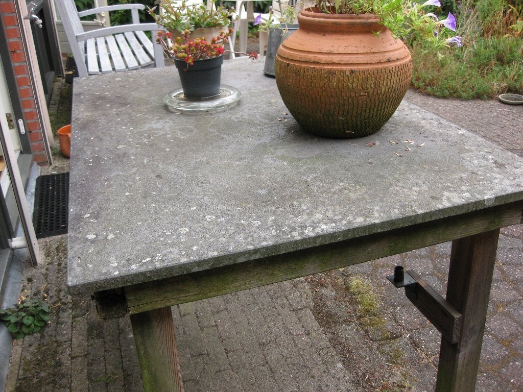 Leistenen tafelblad, Tuin en Terras, Tuintafels, Ophalen, Gebruikt, Rechthoekig, Overige materialen