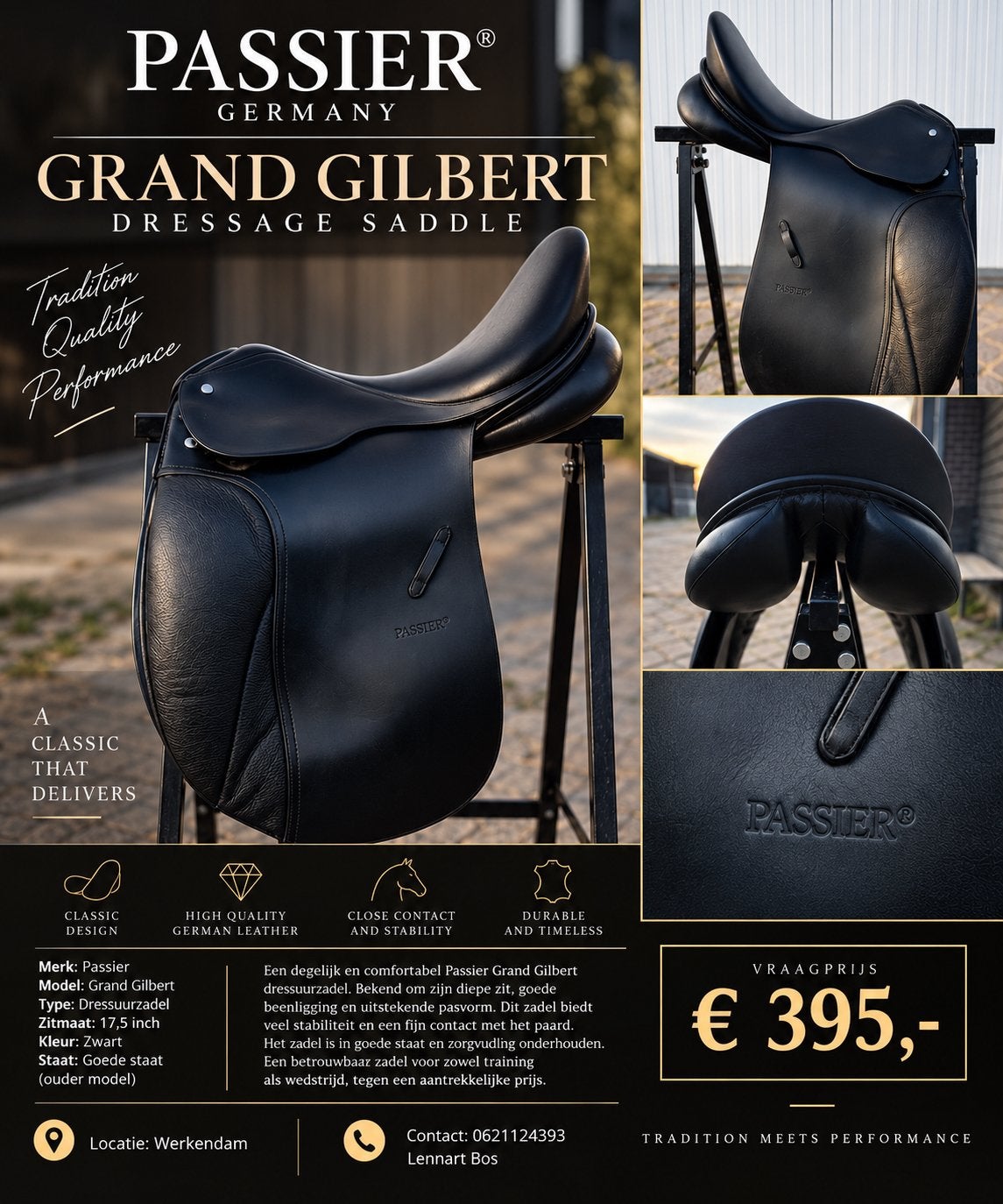 Te koop passier grand gilbert zadel, Ophalen of Verzenden, Zo goed als nieuw, Dressuur