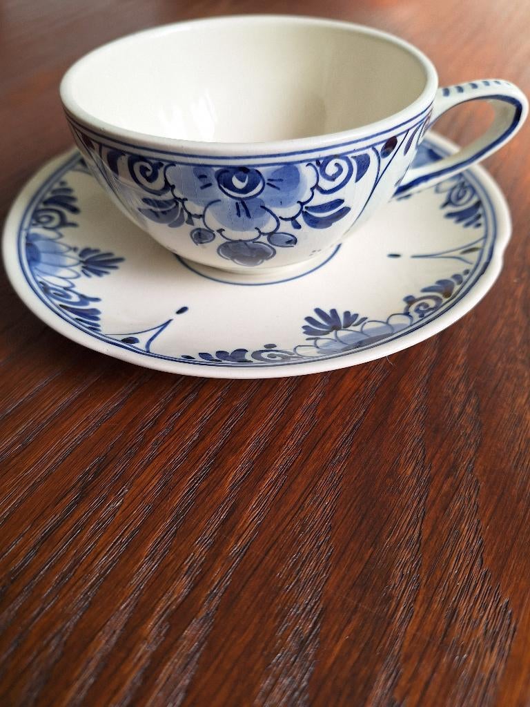 Delfts Blauw Kop en Schotel Handgeschilderd, Ophalen of Verzenden