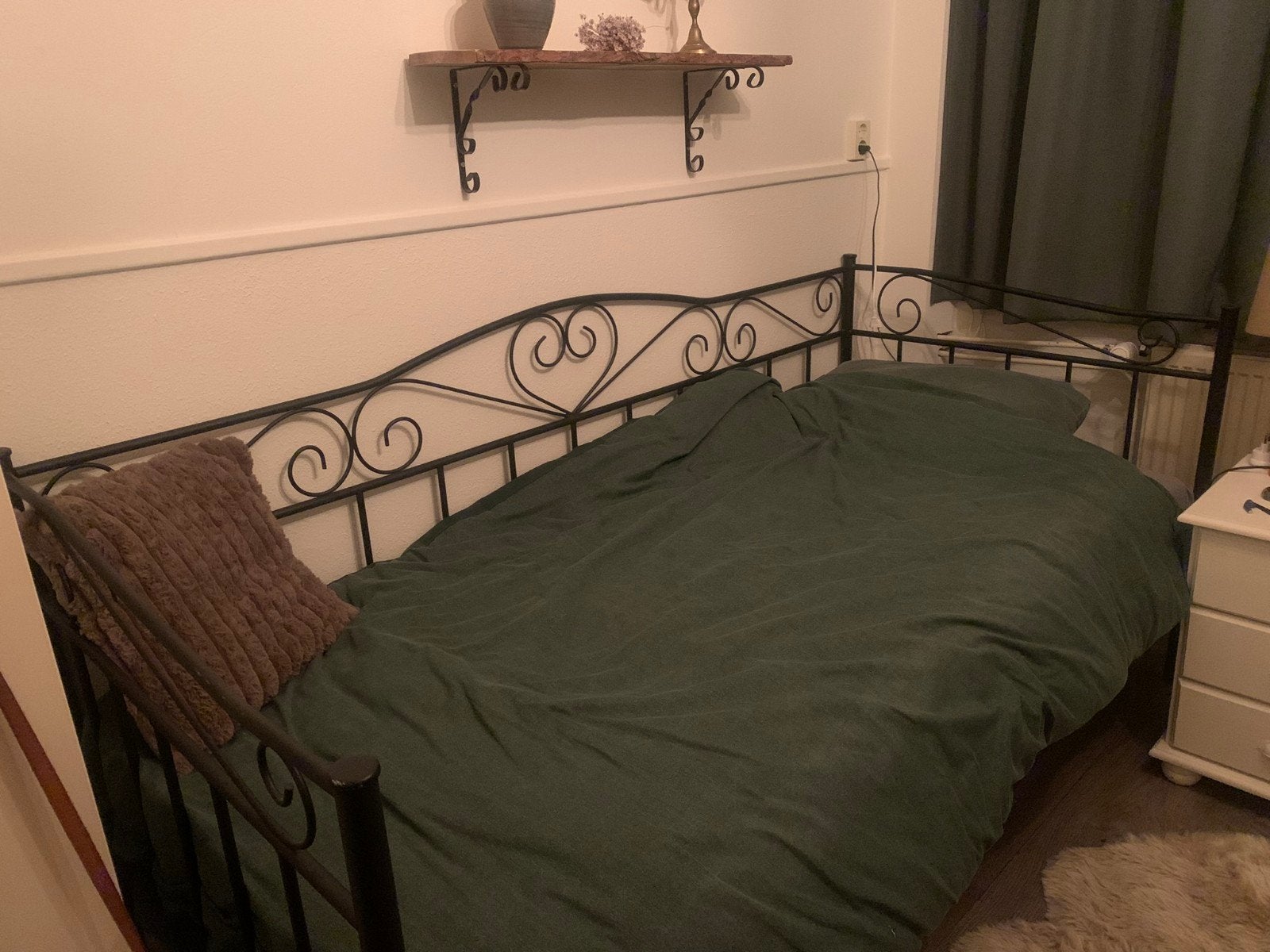 1 persoonsbed zwart, Ophalen, 90 cm, Eenpersoons, Zwart