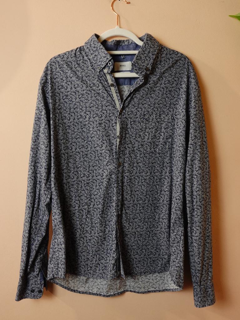 Brax Heren Blauw Lange Mouw Casual Stijl Overhemd Maat L, Brax, Blauw, Ophalen of Verzenden, Zo goed als nieuw