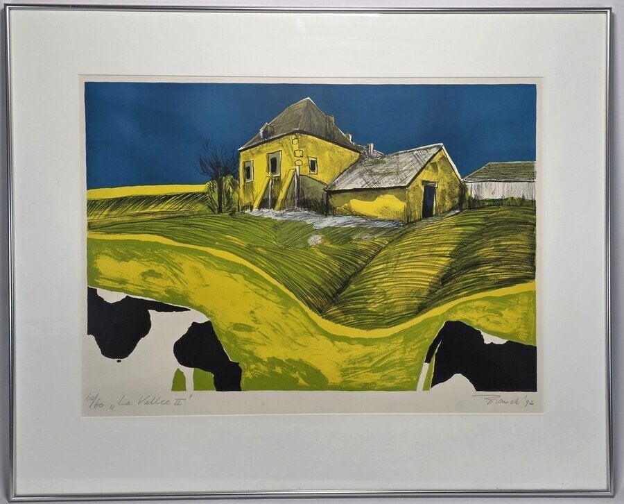 555. Zeefdruk, W. Brauckmann – "La Vallee II", 1992, Antiek en Kunst, Kunst | Litho's en Zeefdrukken, Ophalen, Zeefdruk, Gelimiteerde oplage
