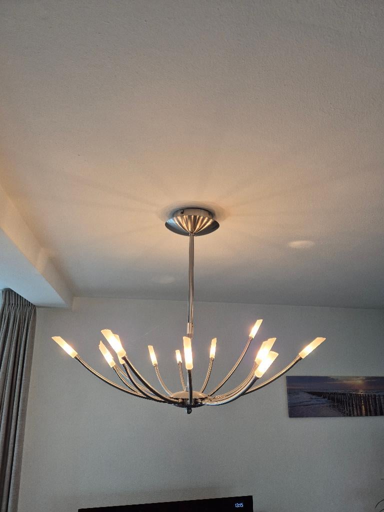 Moderne Hanglamp., Huis en Inrichting, Lampen | Hanglampen, Zo goed als nieuw, Minder dan 50 cm, Glas, Metaal, Ophalen of Verzenden