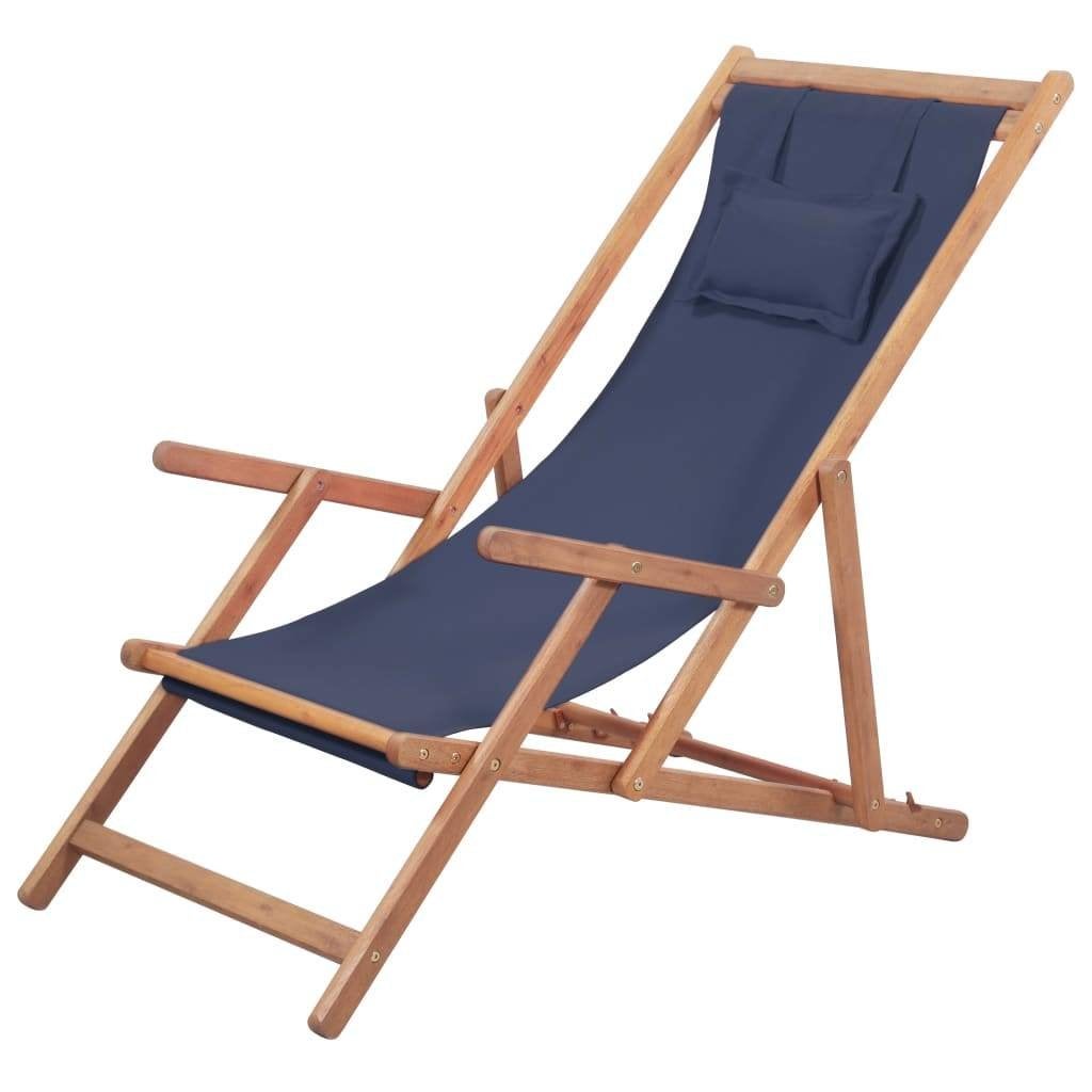 Strandstoel + kussen inklapbaar houten frame GRATIS BEZORGD!, Verzenden, Overige typen, Nieuw, Nvt
