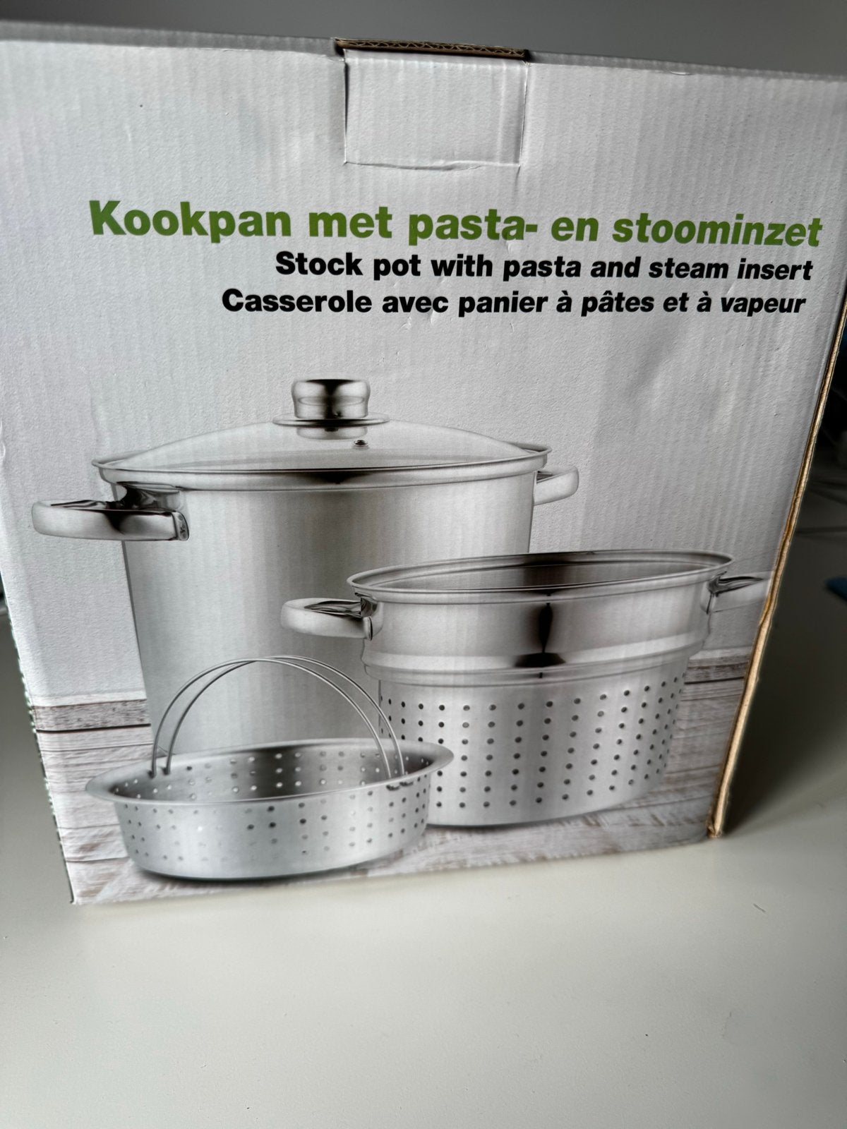 Nieuwe RVS Kookpan met Pasta- en Stoominzet - Ø 24 cm, Nieuw, Ophalen of Verzenden, Rvs, Kookpan