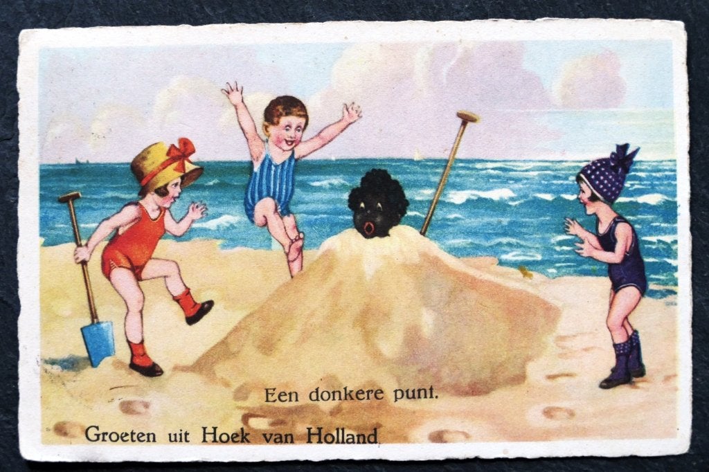 Een donkere punt, Groeten Hoek van Holland, 1929, koloniaal, Ophalen of Verzenden, 1920 tot 1940, Gelopen, Kinderen