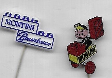 2 MONTINI BOUWSTENEN SPELDEN, Verzamelen, Speldjes, Pins en Buttons, Gebruikt, Speldje of Pin, Merk, Ophalen of Verzenden