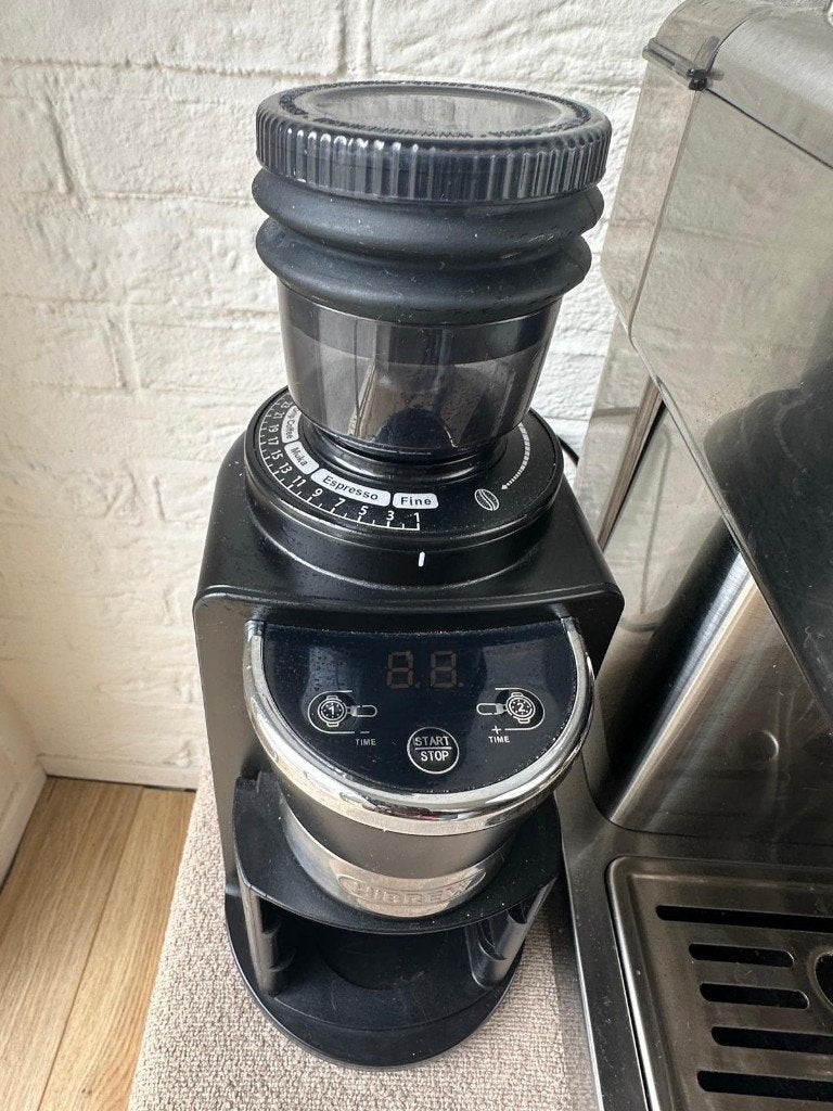 HiBREW koffiemachine + elektrische koffiemolen - set - €100, Zo goed als nieuw, Minder dan 100 cm, 25 tot 50 cm, Zilver