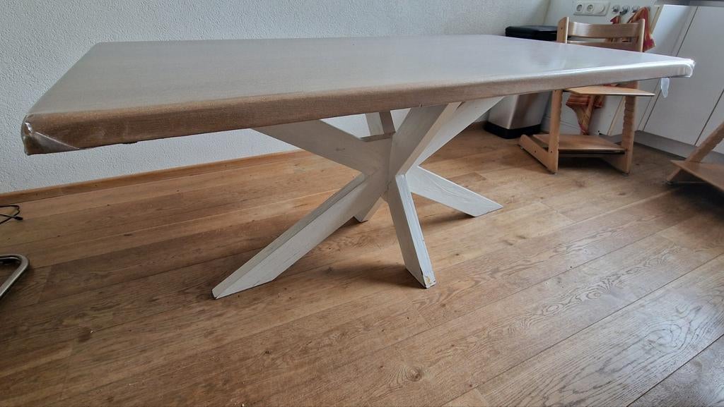 Spinpoot tafel massief eiken, Ophalen, Rechthoekig, 150 tot 200 cm, 50 tot 100 cm