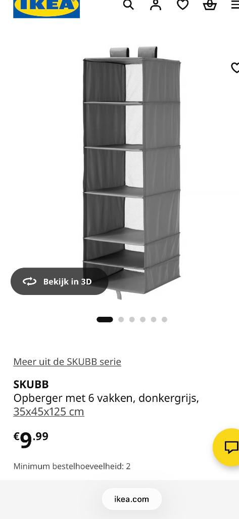 IKEA SKUBB kleding opberging met lade met vakken, Ophalen, Met plank(en), Gebruikt, Grijs
