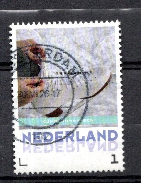 gestempelde zegel. persoonlijke: uit velletje van 3, Ophalen of Verzenden, Na 1940, Gestempeld