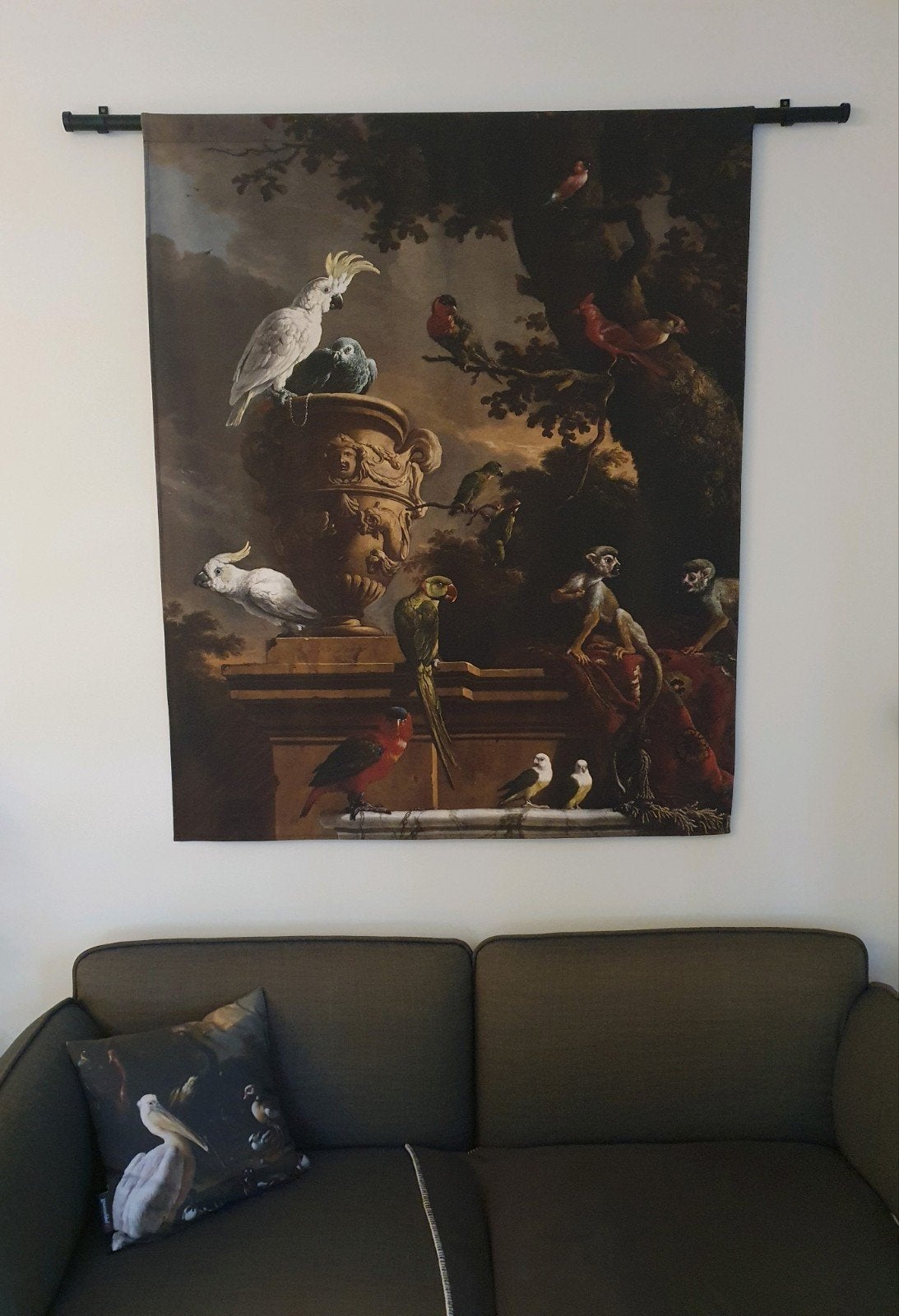 Wandkleed De Menagerie Melchior d' Hondecoeter 120 x 145 cm, Ophalen, Zo goed als nieuw, Bruin, 145 cm