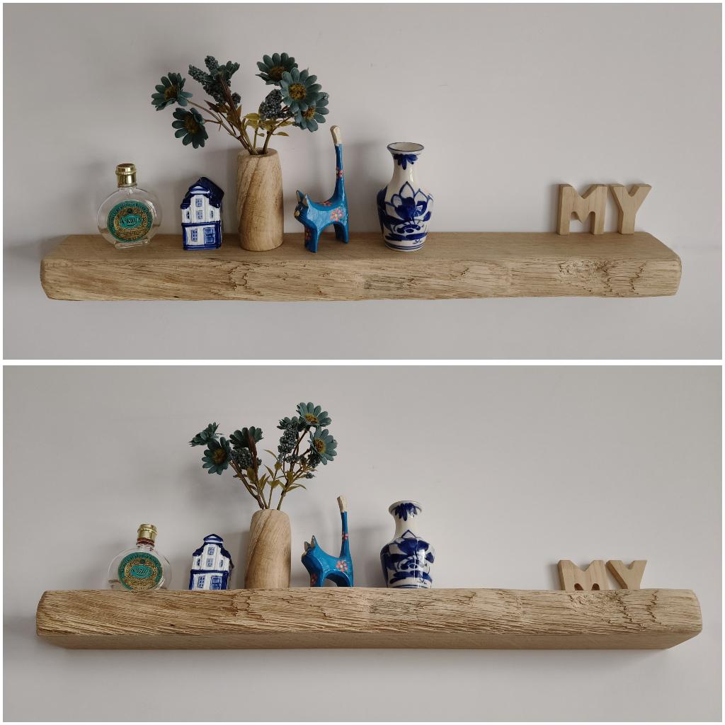 Zwevende wandplank eiken decoratie plankje schap 56,5cm #250, Houtatelier M.Y., Info@myhoutatelier.nl, Nieuw, Ophalen of Verzenden