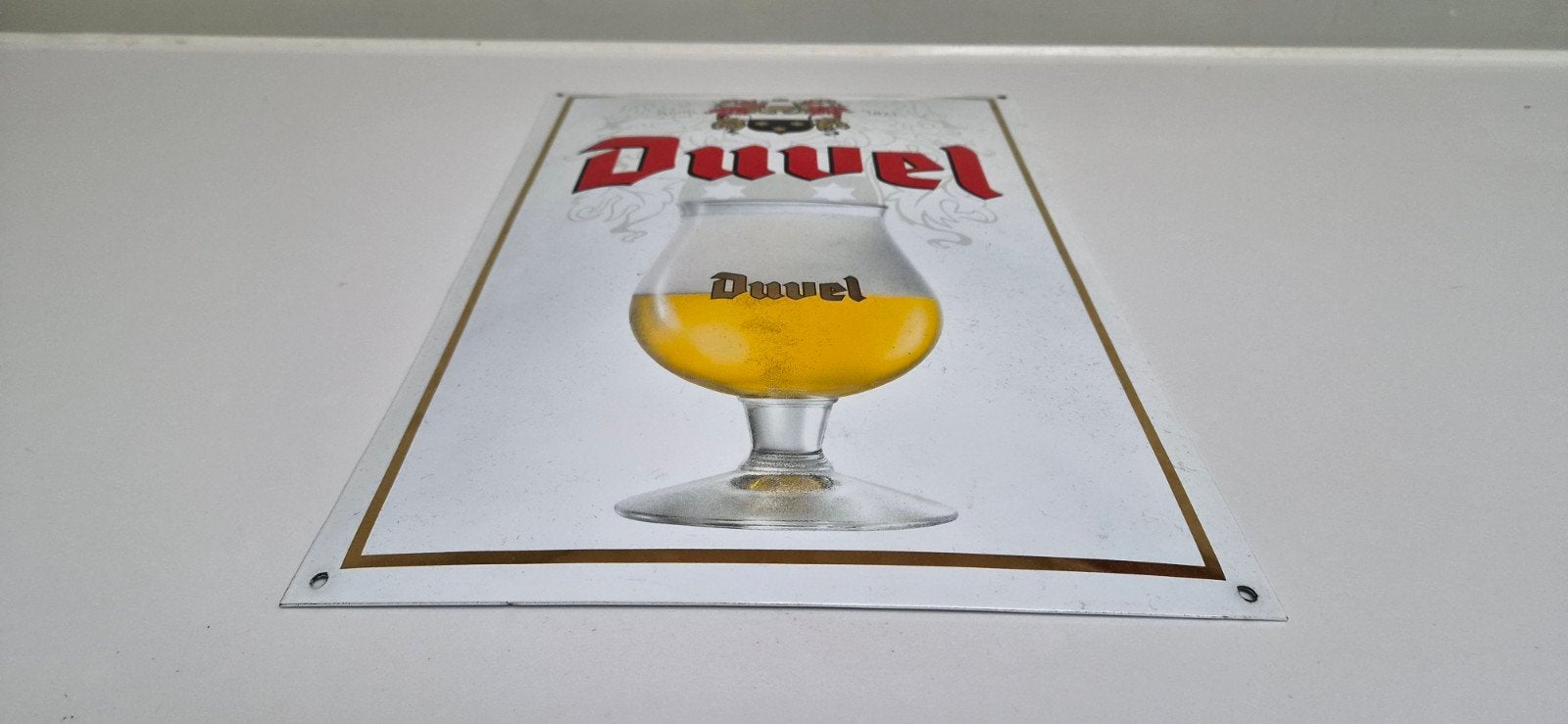 Duvel speciaal bier emaille reclamebord bord mancave bar, Ophalen of Verzenden, Gebruikt, Reclamebord