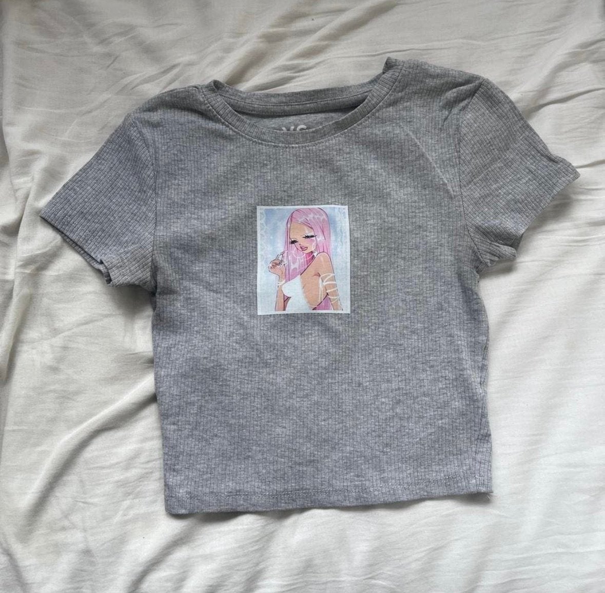 FSBN Sister T-shirt met anime print - Maat XS, Kleding | Dames, Ophalen of Verzenden, Korte mouw, Maat 34 (XS) of kleiner, Grijs