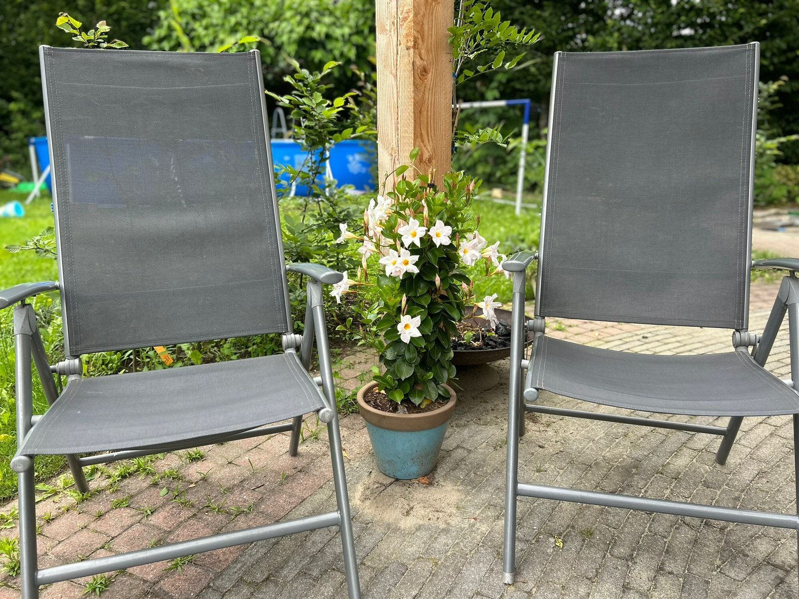 Gebruikte tuinstoelen met lichte gebruikssporen, Ophalen, Gebruikt, Metaal, Inklapbaar