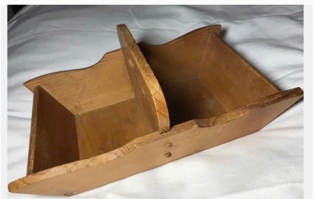Antieke houten mangelbak, 30 x 18 x 12 cm totaal, Ophalen of Verzenden