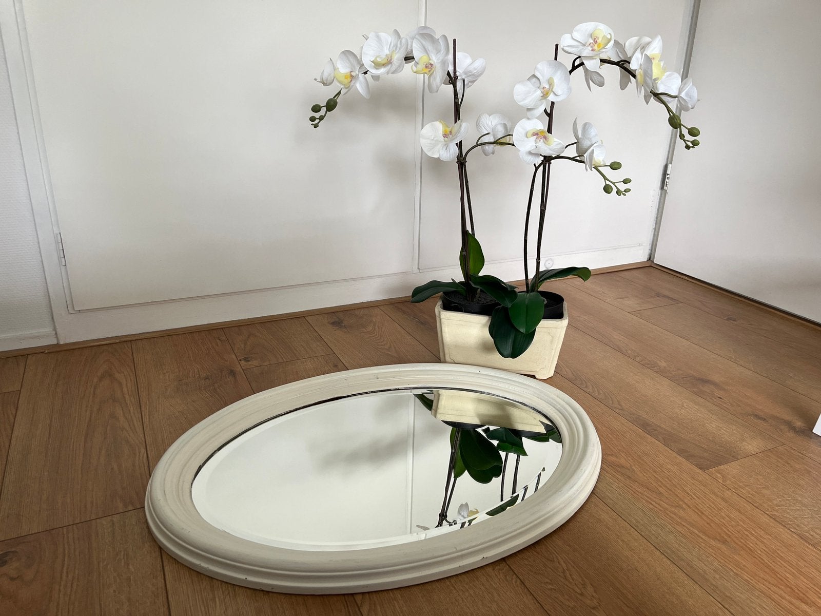 Leuke houten spiegel, Ophalen, Gebruikt, Minder dan 100 cm, Ovaal